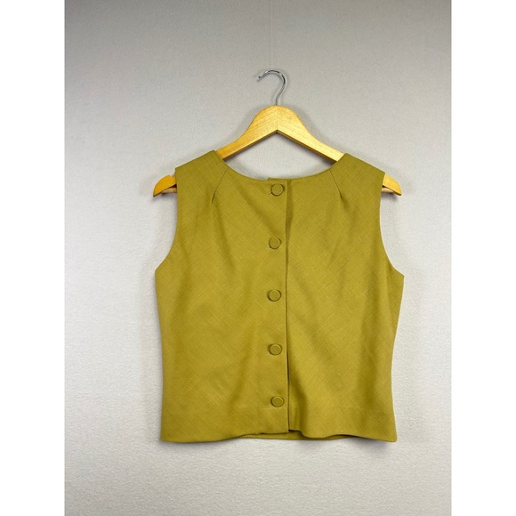 Vintage BEST & CO Fifth Avenue New York Womens  Top Size 14 Olive Bow Detail - Picture 5 of 11